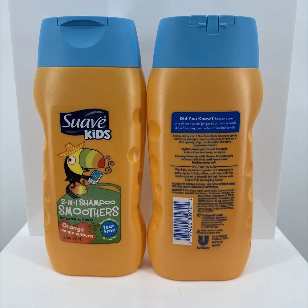 (Lot of 2) Suave Kids 2 in 1 Shampoo Smoothers Orange Mango Outburst Tear Free